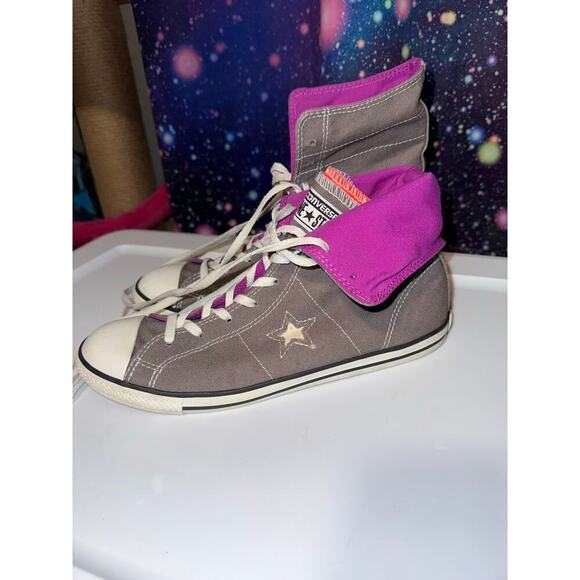Converse One Star Y2K Grunge double tongue high top size womens 8 Gray purple - Picture 1 of 7